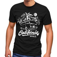 Herren T-Shirt California Surf Retro Bus Abenteuer Urlaub Palmen Slim Fit Neverless®