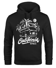 Lässiger Surf Hoodie Herren California Bus Abenteuer Urlaub Kapuzen-Pullover Männer Neverless®