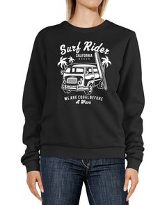 Sweatshirt Damen Aufdruck Bus Surf Rider California Surfing Retro Rundhals-Pullover Pulli Sweater Neverless®