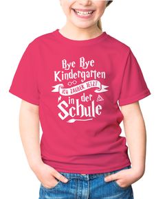 Kinder T-Shirt Mädchen Bye Bye Kindergarten ich zaubere jetzt in der Schule Geschenk zur Einschulung Schulanfang Moonworks®