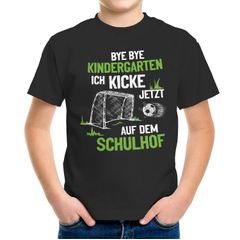 Kinder T-Shirt Jungen Fußball-Fan Geschenk zur Einschulung Schulanfang ich kicke jetzt auf dem Schulhof Jungen Moonworks®