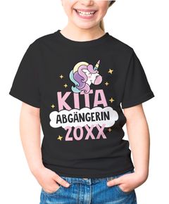 Kinder T-Shirt Mädchen Kita Abgänger Einhorn Geschenk zur Einschulung Schulanfang Moonworks®