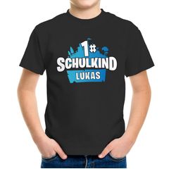 Kinder Jungen T-Shirt Einschulung mit Namen Gamer Zocker personalisierbar Schulanfang Moonworks®