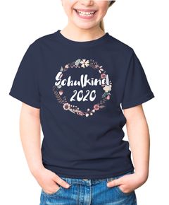 Kinder T-Shirt Mädchen Aufdruck Schulkind 2020 Blumenranken Bordüre Blüten Geschenk zur Einschulung Schulanfang Moonworks®