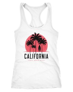Damen Tank-Top California Palmen Santa Monica Beach Sommer Sonne Printshirt Fashion Streetstyle Racerback Neverless®