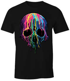 Herren T-Shirt bunter Totenkopf Neon verlaufende Farben Melting Skull Moonworks®
