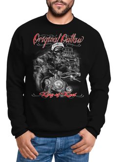 Sweatshirt Herren King Of The Road Motorrad Biker Skelett Rockabilly Neverless®