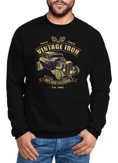 Sweatshirt Herren Hot Rod Vintage Iron Retro Rundhals-Pullover Moonworks®