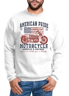 Sweatshirt Herren Biker American Pride USA Rundhals-Pullover Moonworks®