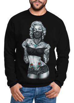 Sweatshirt Herren Marilyn Monroe Tattoo Sexy Rundhals-Pullover Moonworks®