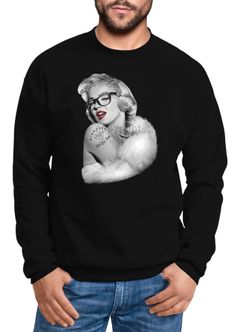 Sweatshirt Herren Marilyn Monroe Brille Tattoo Rundhals-Pullover Moonworks®