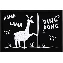 Fußmatte mit Spruch lustig Rama Lama Ding Dong Tür-Klingel Matte rutschfest & waschbar Moonworks®