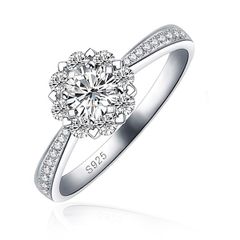 edler Damen-Ring mit Zirkonia Stein, Verlobungsring, Solitär-Ring, 925 Sterling Silber Autiga®