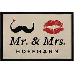 Fußmatte Mr & Mrs Nachname Familien-Name personalisierte Türmatte Geschenk Hochzeit rutschfest & waschbar SpecialMe®