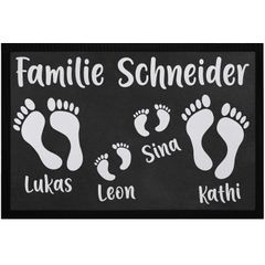 Fußmatte mit Namen Familie personalisiert Fußabdrücke Vornamen Familienname rutschfest & waschbar SpecialMe®