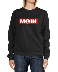 Sweatshirt Damen Moin norddeutsch Morgen Anker Badge Rundhals-Pullover Pulli Sweater Neverless®