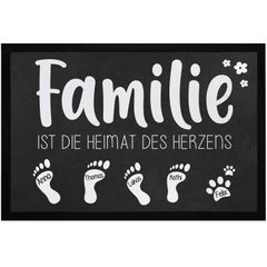 Fußmatte Fußabdruck mit Namen und Spruch personalisiert inkl. Katze Hund rutschfest & waschbar SpecialMe®