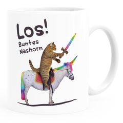 Kaffee-Tasse Katze Satire Los buntes Einhorn Unicorn Nashorn Pferd Bürotasse lustige Kaffeebecher MoonWorks®