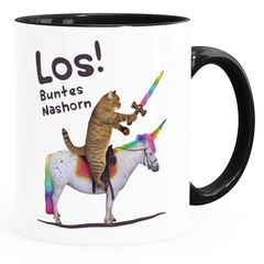 Kaffee-Tasse Katze Satire Los buntes Einhorn Unicorn Nashorn Pferd Bürotasse lustige Kaffeebecher MoonWorks®