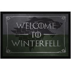 Fußmatte Spruch Welcome to Winterfell Willkommen Türmatte Wolf Serienfan Fantasy rutschfest & waschbar Moonworks®