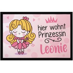 Fußmatte Kinderzimmer personalisiert Hier wohnt Prinzessin + anpassbarer Name Türvorleger Mädchen rutschfest & waschbar SpecialMe®