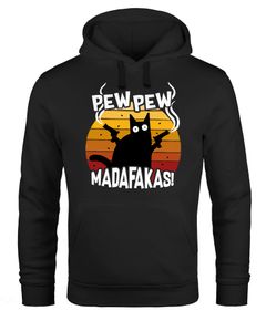 Hoodie Herren Pew Pew Madafakas Katze Western Cat Meme Kapuzen-Pullover Moonworks®