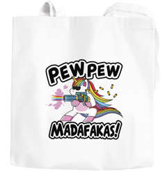 Jutebeutel Pew Pew Madafakas böses Einhorn Regenbogen Unicorn Stoffbeutel Moonworks®