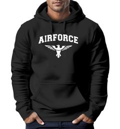 Hoodie Herren Airforce US Army Adler Militär Print Aufdruck Kapuzen-Pullover Männer Fashion Streetstyle Neverless®