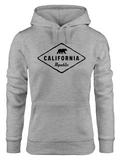 Hoodie Damen California Republic Bear Badge Bär Sunshine State USA Print Aufdruck Fashion Streetstyle Neverless®