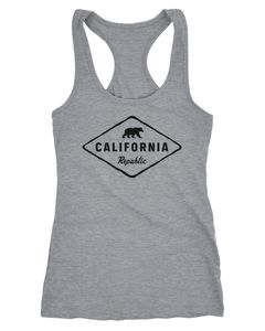 Damen Tank-Top California Republic Bear Badge Bär Sunshine State USA Racerback Neverless®