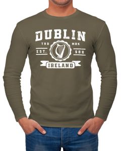 Herren Longsleeve Dublin Irland Retro Design Aufdruck Print Schrift Langarm-Shirt Fashion Streetstyle Neverless®