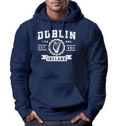 Hoodie Herren Dublin Irland Retro Design Print Aufdruck Kapuzen-Pullover Männer Fashion Streetstyle Neverless®