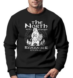 Sweatshirt Herren Bär Wiking Adventure Runen the North Natur Print Aufdruck Rundhals-Pullover Neverless®