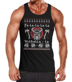 Herren Tanktop Ugly Christmas Odin Vikings Winkinger Valhalla Weihnachten Fun-Shirt Achselshirt Moonworks®