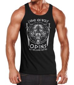 Herren Tank-Top Lieber ein Wolf Odins als ein Lamm Gottes nordische Mythologie Wikinger Muskelshirt Muscle Shirt Neverless®