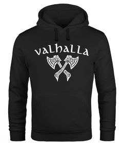 Hoodie Herren Valhalla Viking Axt Nordische Mythologie Odin Print Aufdruck Fashion Streetstyle Neverless®