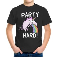 Kinder T-Shirt Jungen kotzendes Einhorn Regenbogen Party Hard lustig Geschenk für Jungen Moonworks®