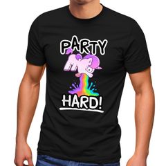 Herren T-Shirt Party Hard kotzendes Einhorn Comic-Stil Saufshirt Fun-Shirt Spruch lustig Moonworks®