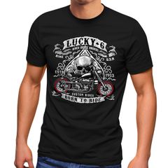 Herren T-Shirt Biker Shirt Lucky 6 Totenkopf Pik Motorrad Shopper USA Moonworks®