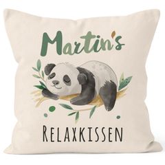 Kissen-Bezug Relax Panda personalisierbar mit Namen personalisierte Geschenke Dekokissen SpecialMe®