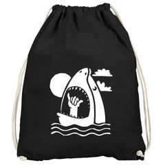 Turnbeutel Hai Shark Surfer-Gruß Shaka Hang Loose Welle Fun-Motiv lustig ironisch Gymbag Moonworks®