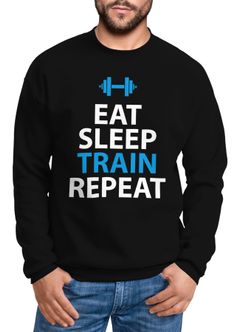 Sweatshirt Herren Eat Sleep Train Repeat Sport Motiv Moonworks®