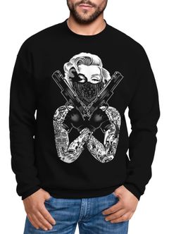 Sweatshirt Herren Marilyn Monroe Gangster Pullover ohne Kapuze Moonworks®