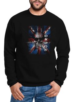 Sweatshirt Herren Rock n Roll Wing Skull Totenkopf London 72 Union Jack 