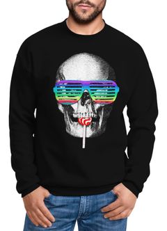 Sweatshirt Herren Totenkopf Skull Lolly Hippie Retro 70er Moonworks®