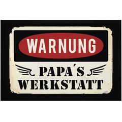 Fußmatte mit Spruch Warnung Papa's Werkstatt Geschenk Vatertag Geburtstag Weihnachten rutschfest & waschbar Moonworks®