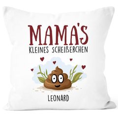Kissen-Bezug personalisiert Mama's kleine Scheißerchen und anpassbare Namen Kackhaufen Geschenk Muttertag MoonWorks®