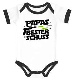 Baby Body Papas bester Schuss Pistole Laser Papa-Sprüche lustig Bio-Baumwolle Jungen & Mädchen MoonWorks®