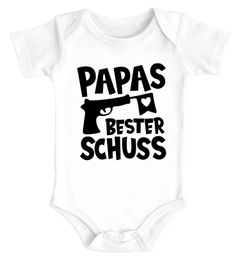 Baby Body Papas bester Schuss Pistole Herz Papa-Sprüche lustig Bio-Baumwolle Jungen & Mädchen MoonWorks®