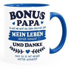 Kaffee-Tasse Geschenk Bonus-Mama | Bonus Papa Stiefmutter | Stiefvater zum Muttertag | Vatertag Spruch Moonworks®